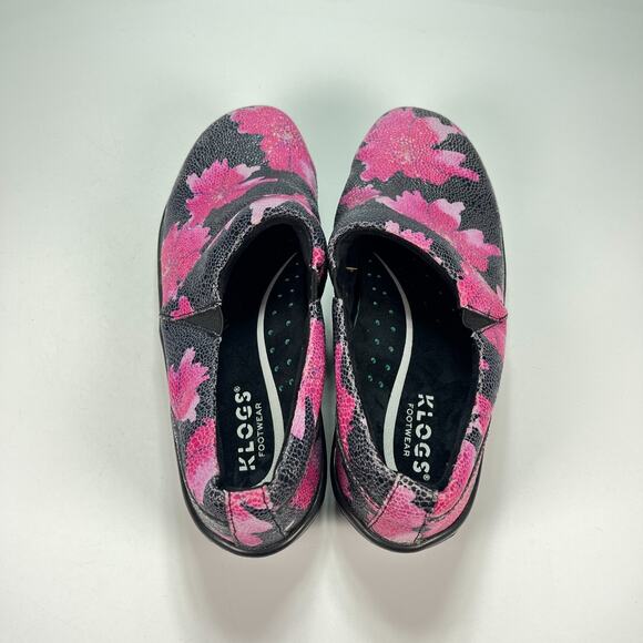 Klogs Mission Black Pink Slip On Floral Print Comfort Clogs Women’s Size 10M - Picture 6 of 11